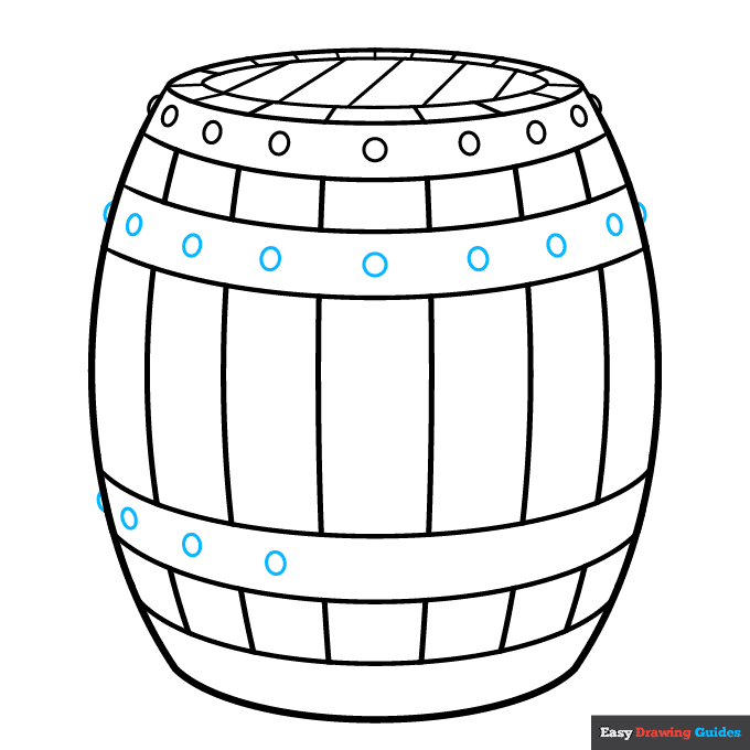 Barrel step-by-step drawing tutorial: step 8