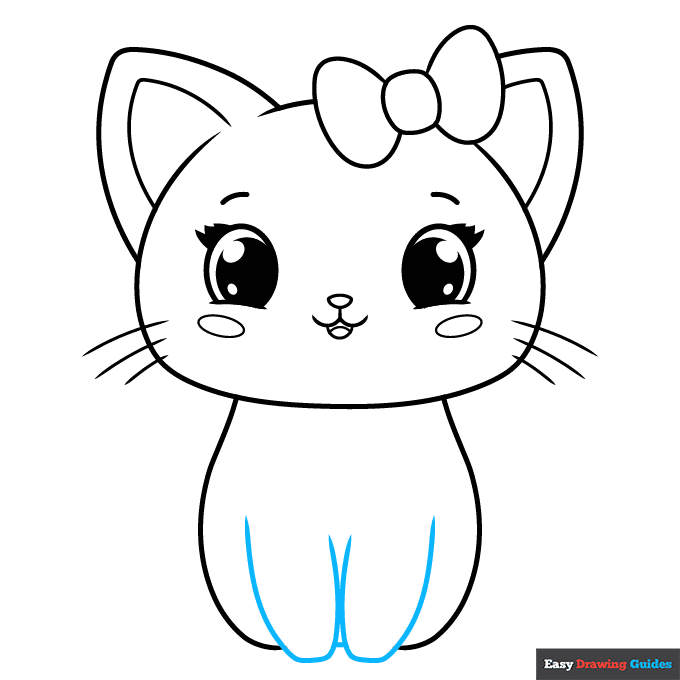 Easy Cute Cat step-by-step drawing tutorial: step 8