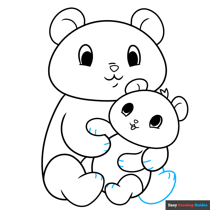mom and baby panda step-by-step drawing tutorial: step 8