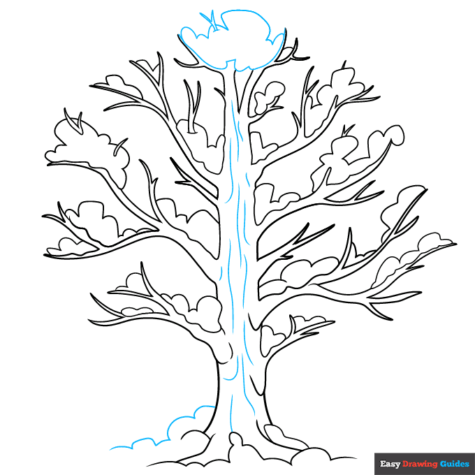 Winter Tree step-by-step drawing tutorial: step 8