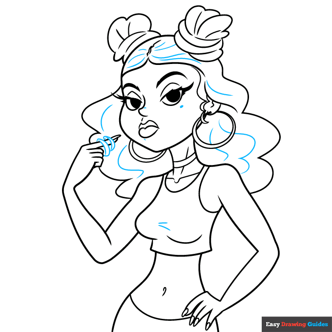 Baddie step-by-step drawing tutorial: step 9