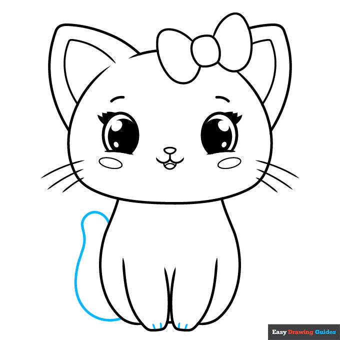 Easy Cute Cat step-by-step drawing tutorial: step 9