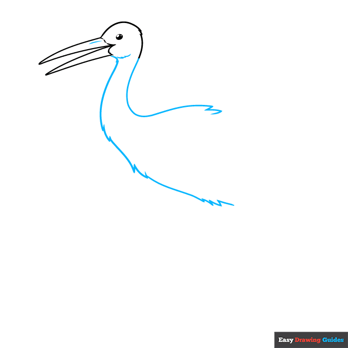 Stork step-by-step drawing tutorial: step 2