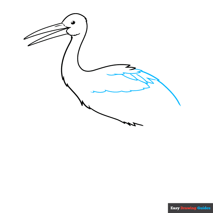 Stork step-by-step drawing tutorial: step 3