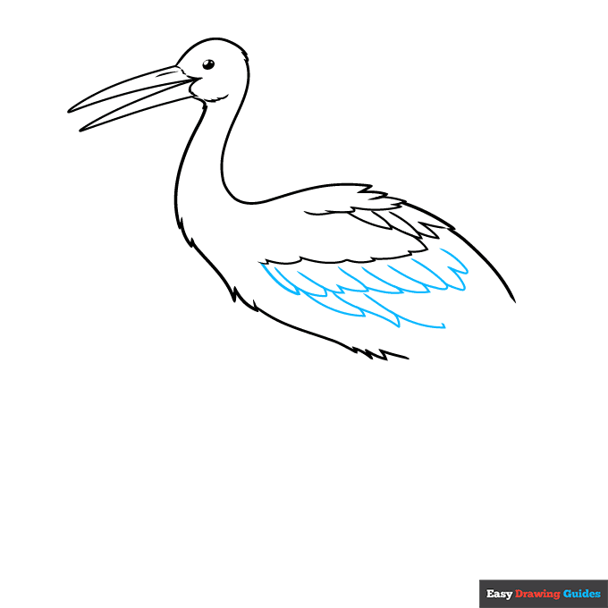 Stork step-by-step drawing tutorial: step 4
