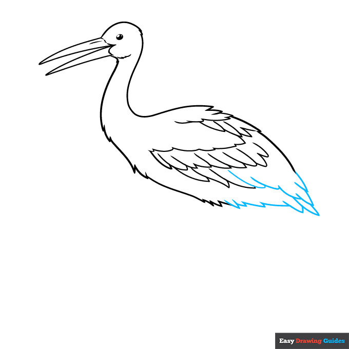 Stork step-by-step drawing tutorial: step 5