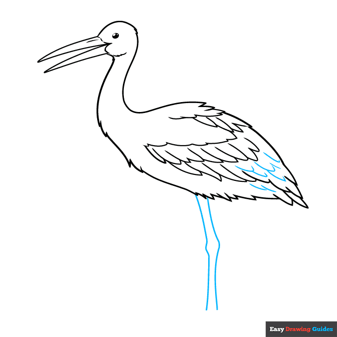 Stork step-by-step drawing tutorial: step 6