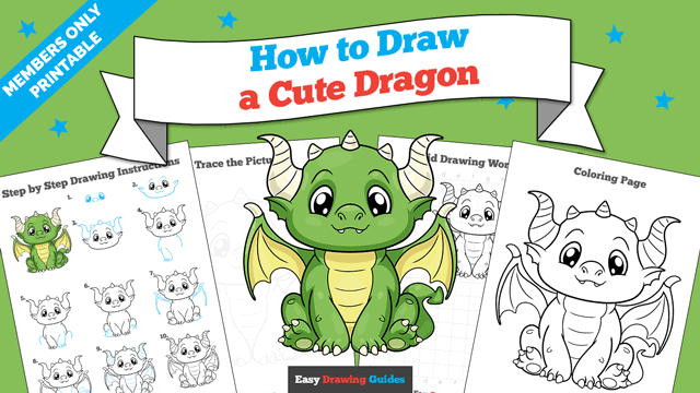 How to Draw a Cute Dragon Printable Thumbnail