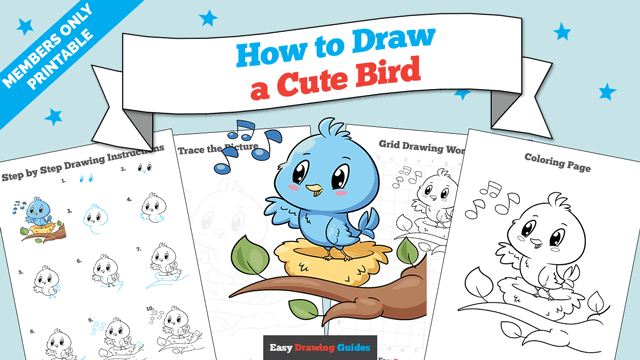 How to Draw a Cute Bird Printable Thumbnail