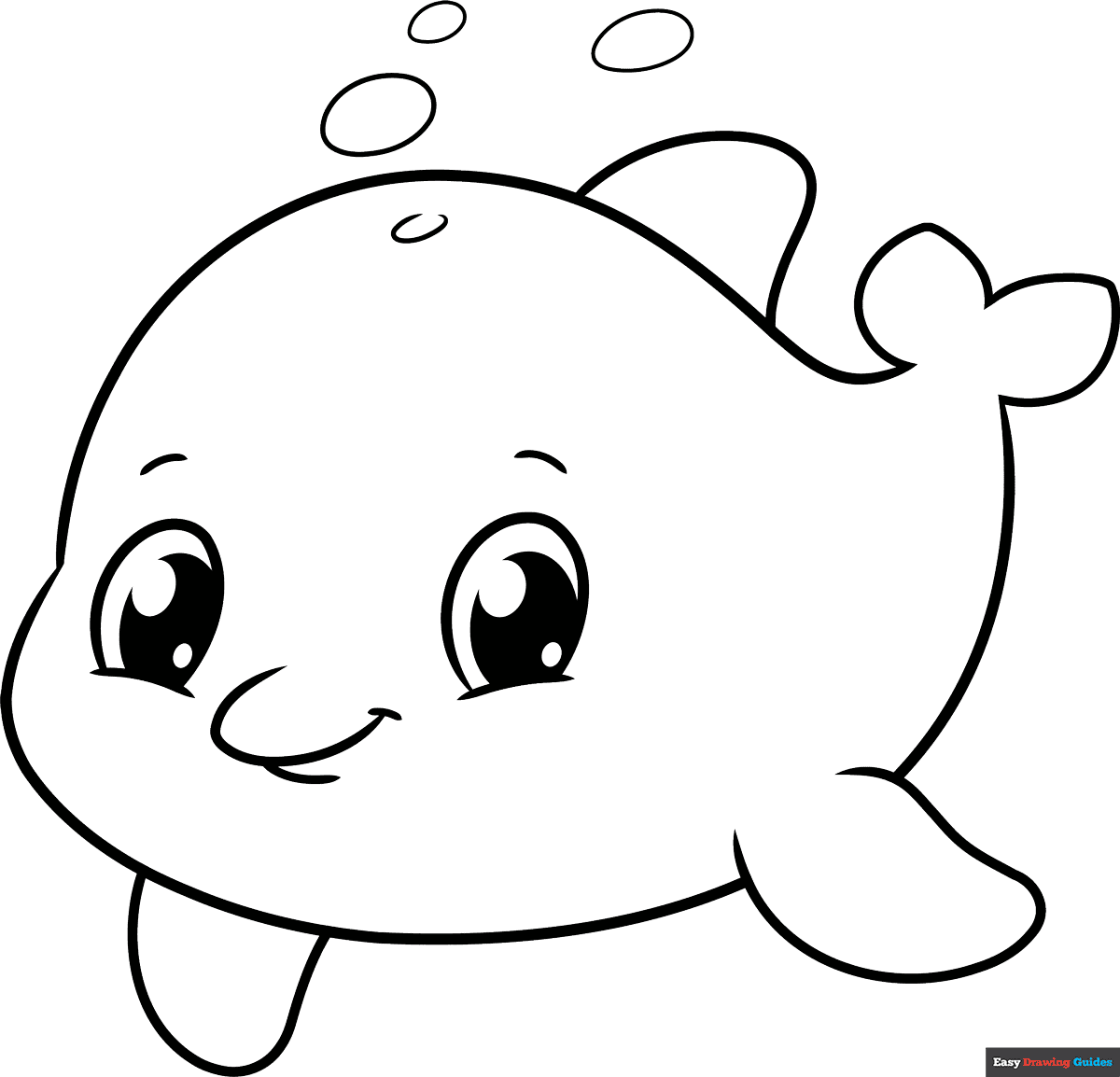 Free printable Easy Cute Dolphin coloring page