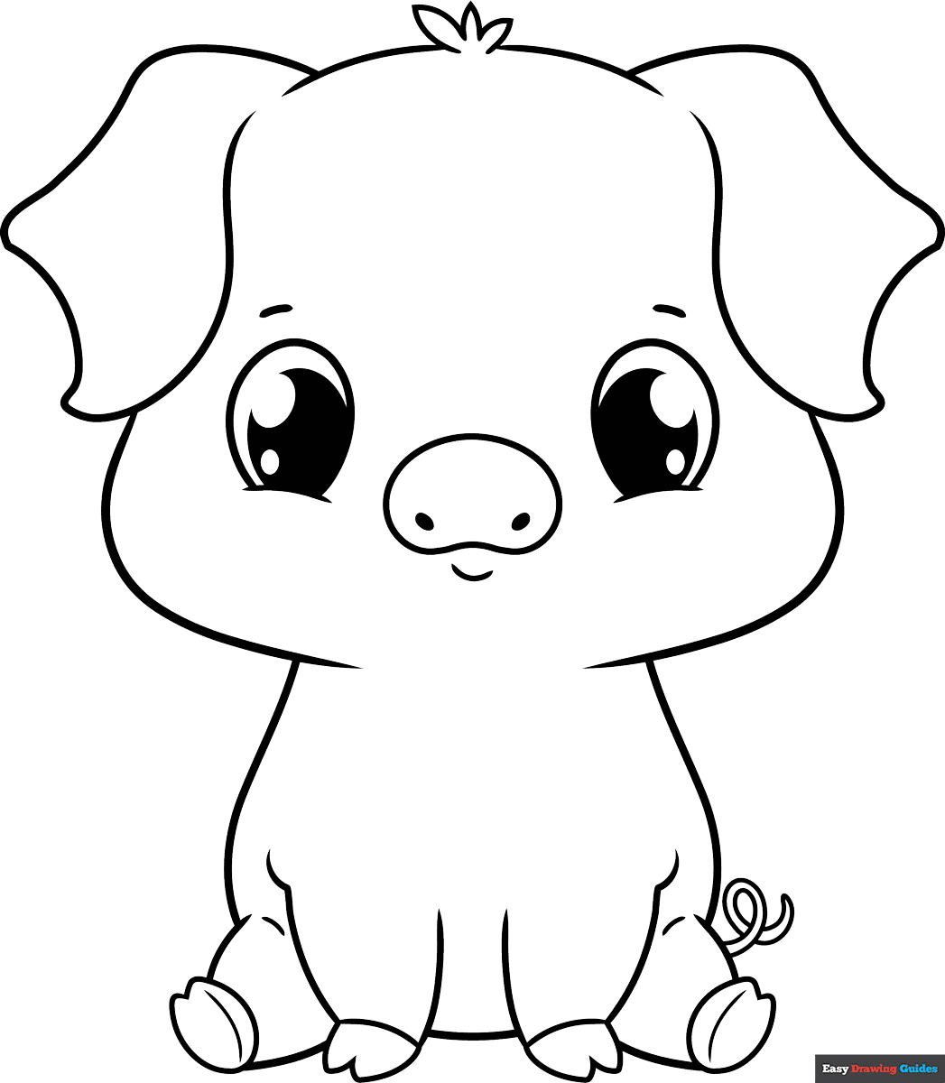Free printable Cute Pig coloring page