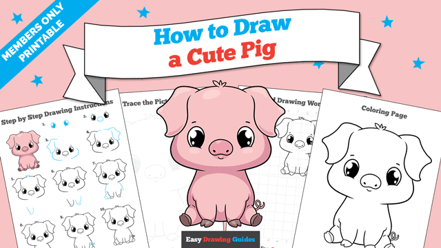 How to Draw a Cute Pig Printable Thumbnail