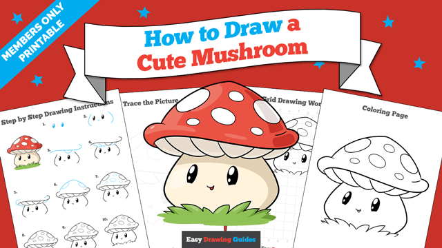How to Draw a Cute Mushroom Printable Thumbnail