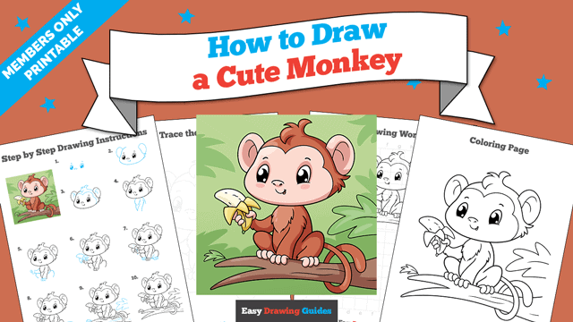 How to Draw a Cute Monkey Printable Thumbnail
