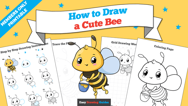 How to Draw a Cute Bee Printable Thumbnail