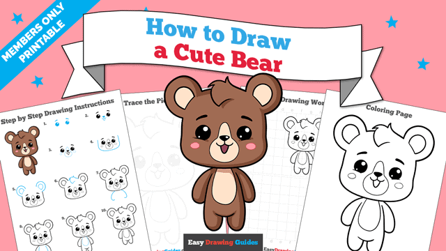 How to Draw a Cute Bear Printable Thumbnail Image