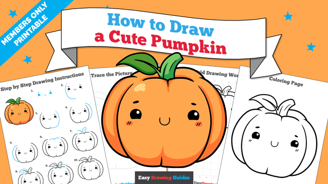 How to Draw a Cute Pumpkin Printable Thumbnail Image