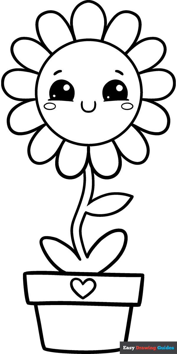 Free printable cute flower coloring page