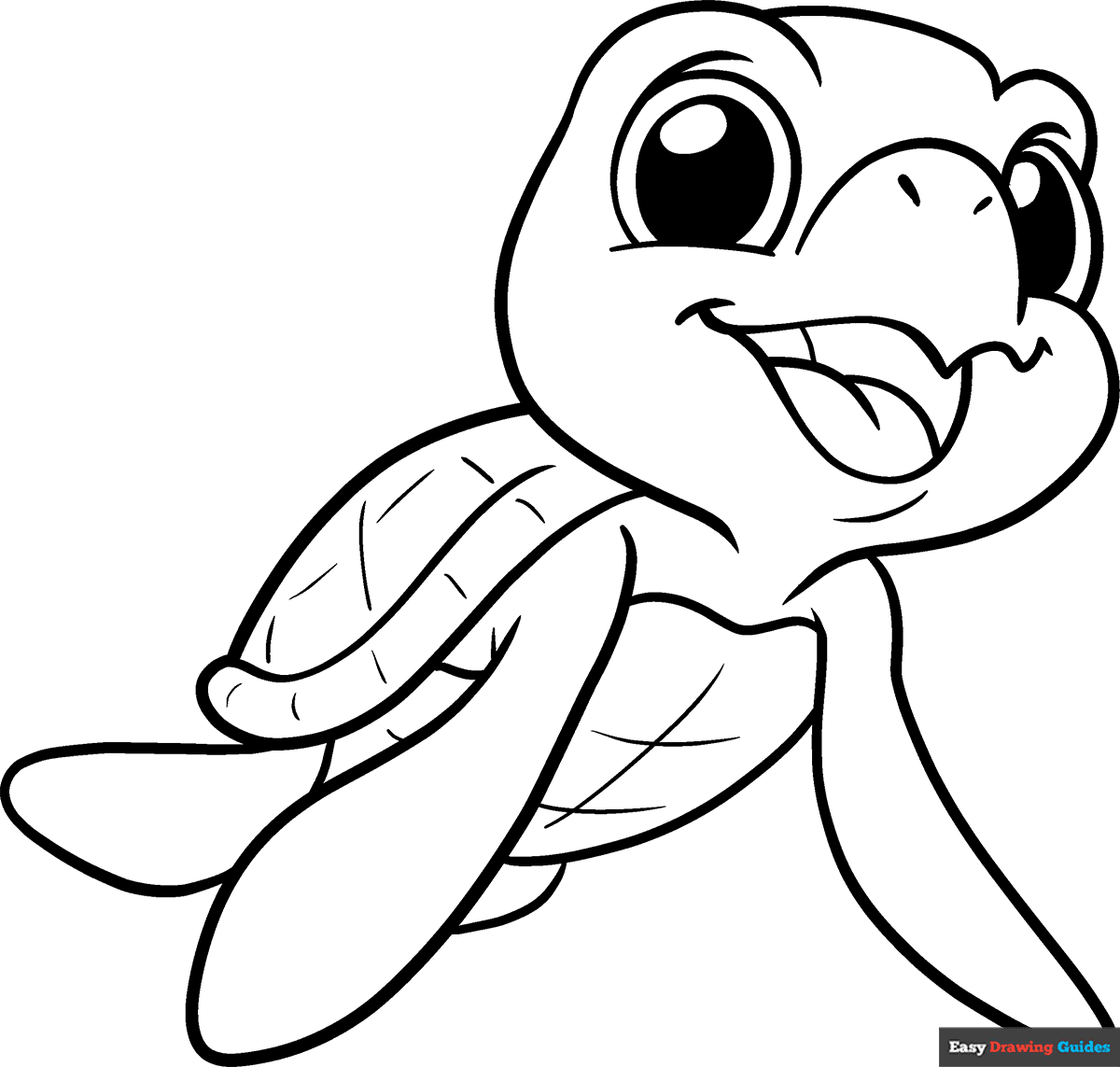 How to Draw a Cute Turtle Coloring Image