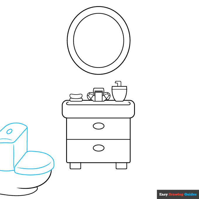 Bathroom step-by-step drawing tutorial: step 4