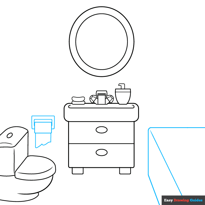 Bathroom step-by-step drawing tutorial: step 5