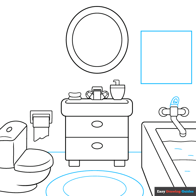 Bathroom step-by-step drawing tutorial: step 7