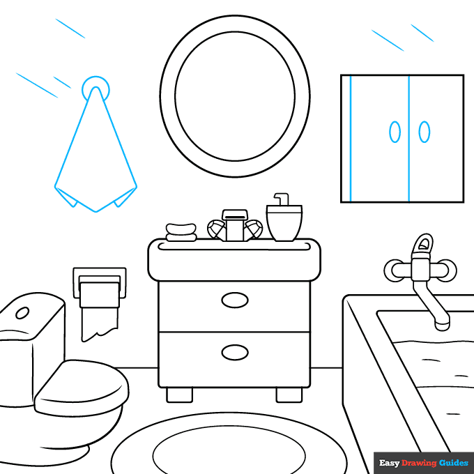 Bathroom step-by-step drawing tutorial: step 8