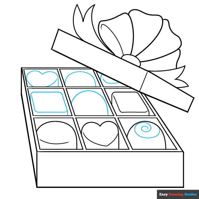 Box of Chocolates step-by-step drawing tutorial: step 6