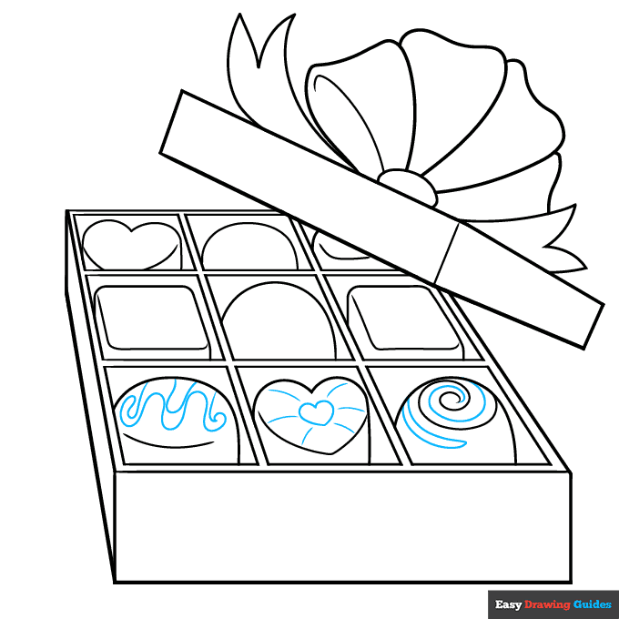 Box of Chocolates step-by-step drawing tutorial: step 7