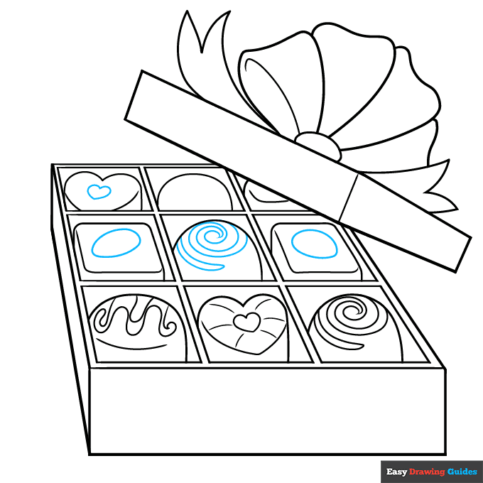 Box of Chocolates step-by-step drawing tutorial: step 8
