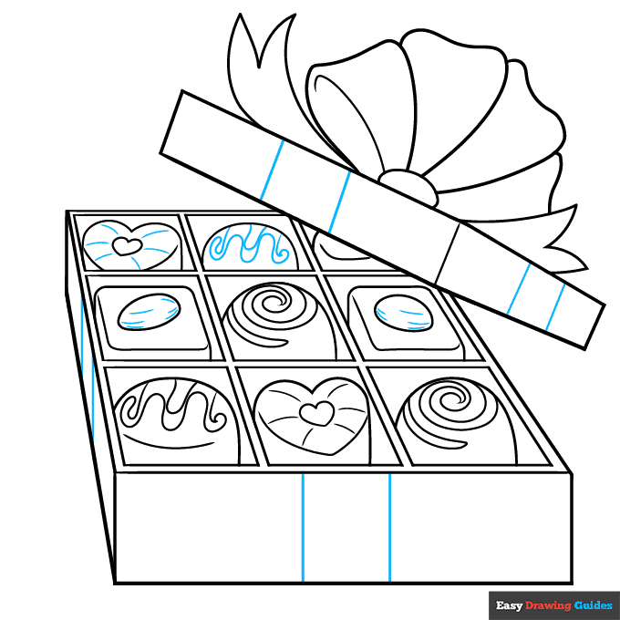 Box of Chocolates step-by-step drawing tutorial: step 9