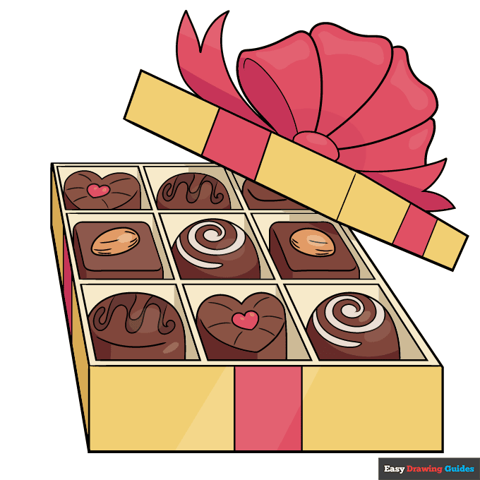 Box of Chocolates step-by-step drawing tutorial: step 11