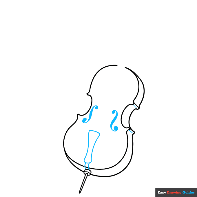 Cello step-by-step drawing tutorial: step 3