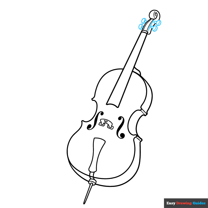 Cello step-by-step drawing tutorial: step 6