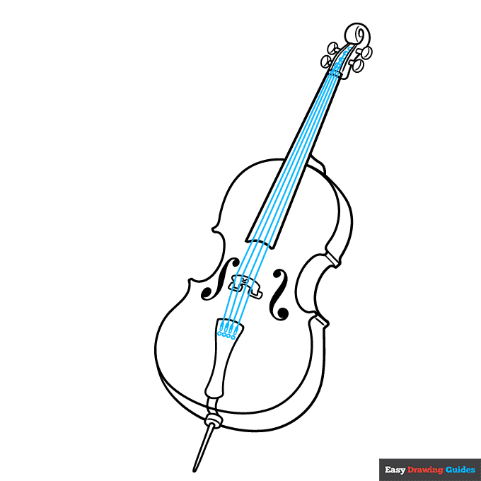 Cello step-by-step drawing tutorial: step 7
