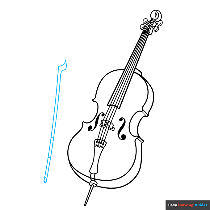 Cello step-by-step drawing tutorial: step 8