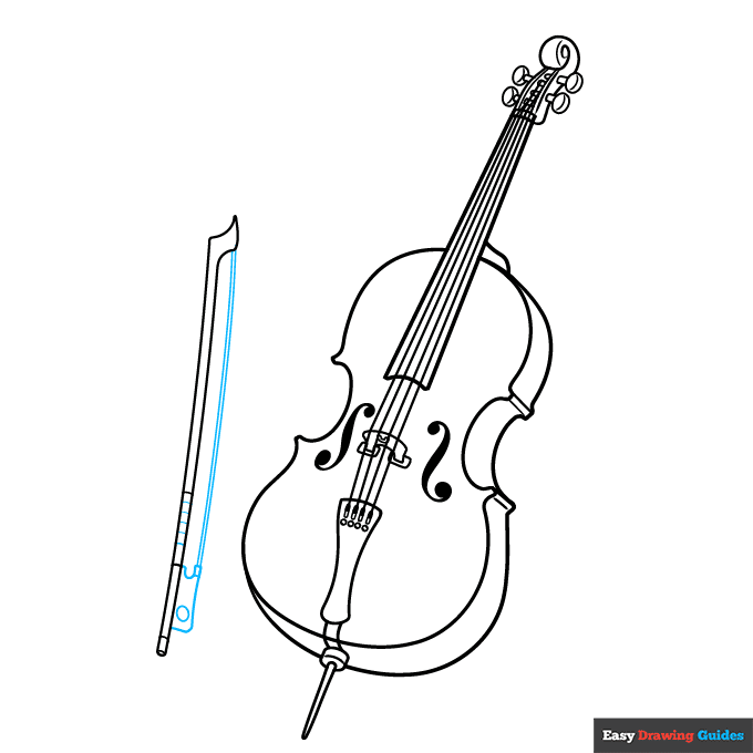 Cello step-by-step drawing tutorial: step 9