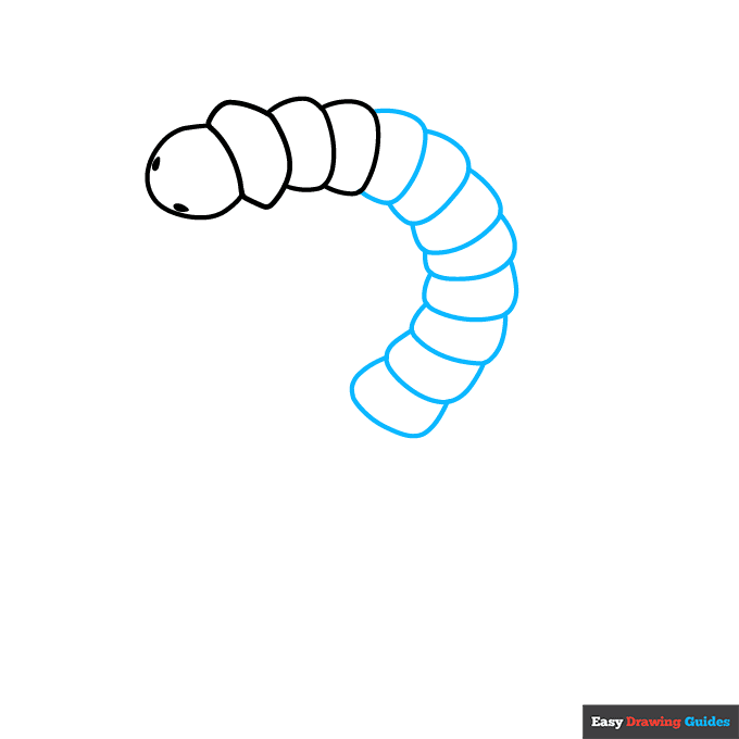 Centipede step-by-step drawing tutorial: step 2