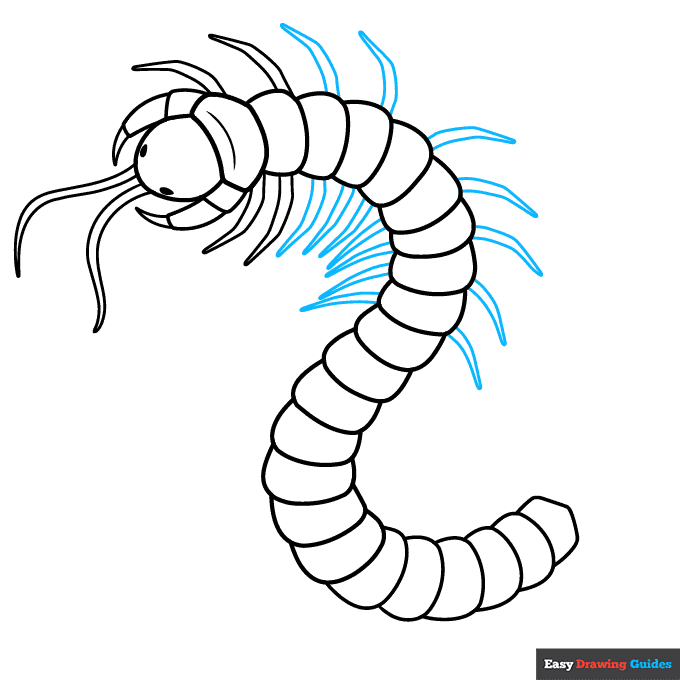 Centipede step-by-step drawing tutorial: step 6