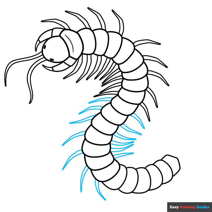 Centipede step-by-step drawing tutorial: step 7