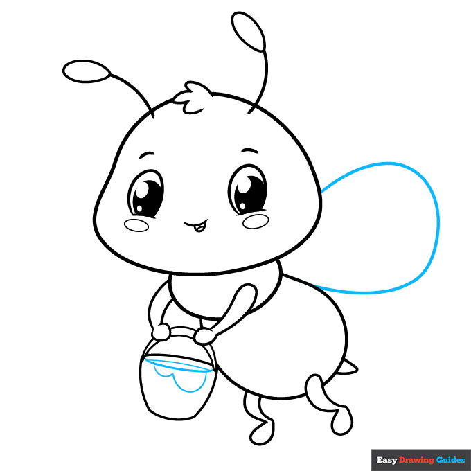Cute Bee step-by-step drawing tutorial: step 8