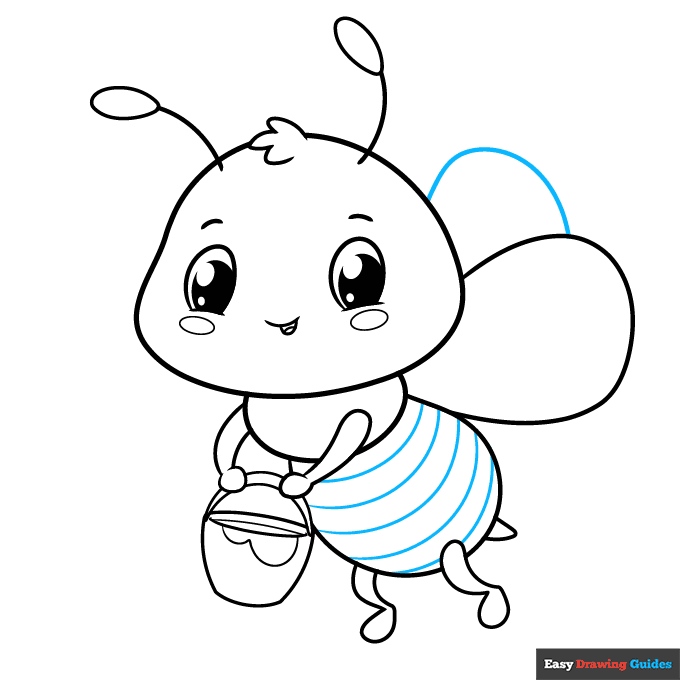 Cute Bee step-by-step drawing tutorial: step 9