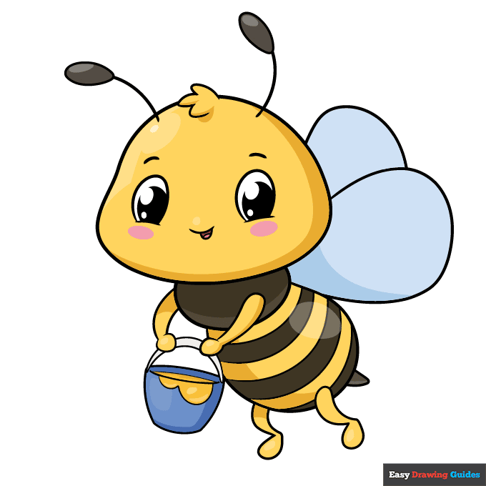 Cute Bee step-by-step drawing tutorial: step 11