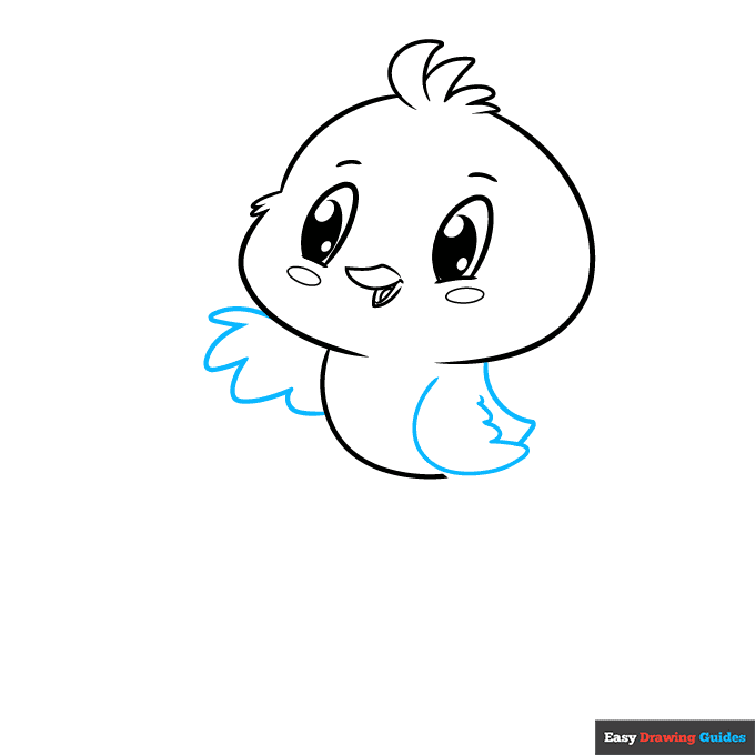 Cute Bird step-by-step drawing tutorial: step 4