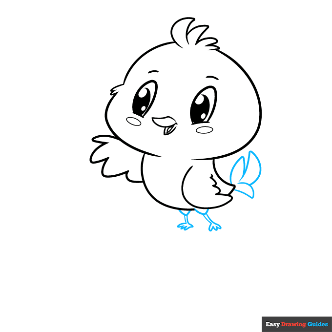 Cute Bird step-by-step drawing tutorial: step 5