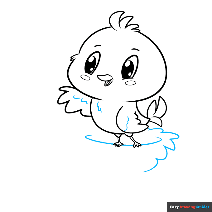 Cute Bird step-by-step drawing tutorial: step 6
