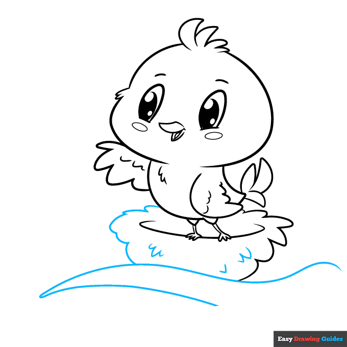 Cute Bird step-by-step drawing tutorial: step 7
