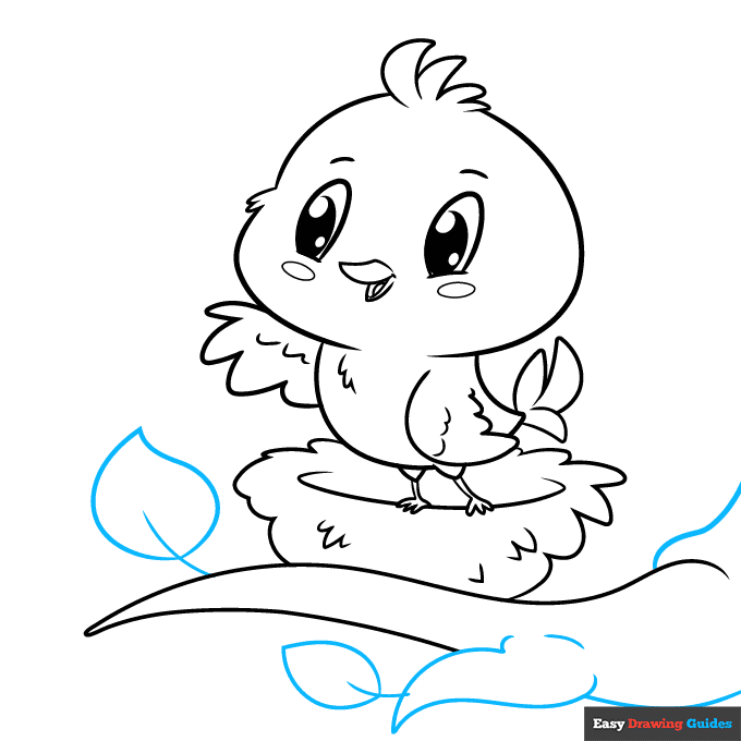 Cute Bird step-by-step drawing tutorial: step 8