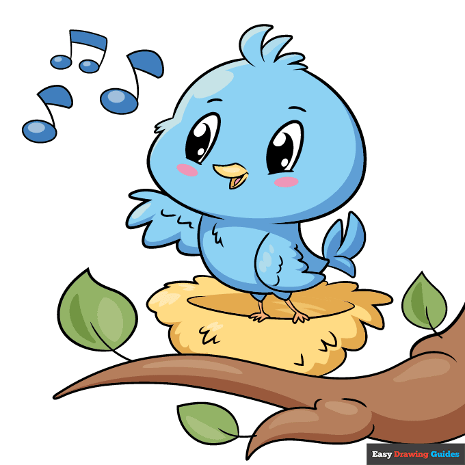 Cute Bird step-by-step drawing tutorial: step 11