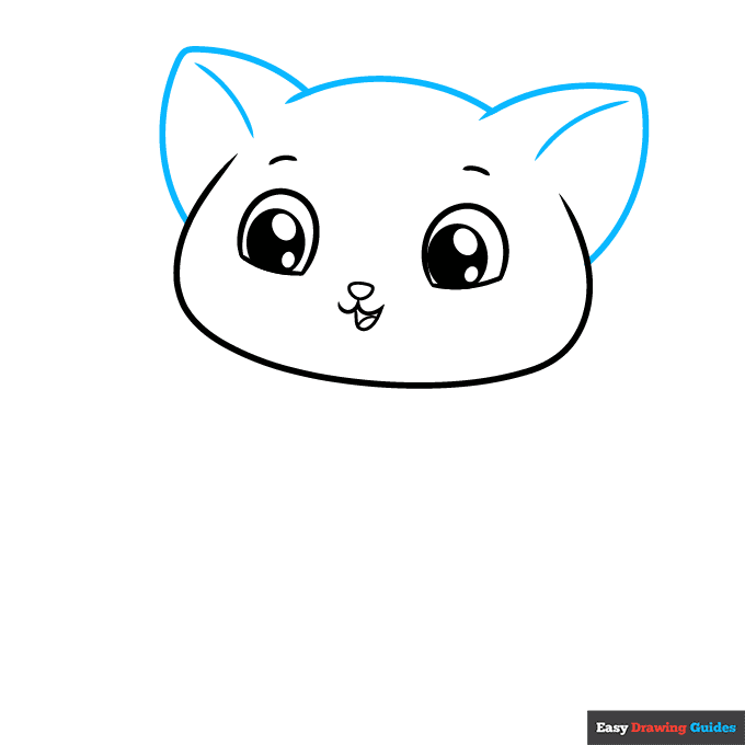 Cute Cat step-by-step drawing tutorial: step 3